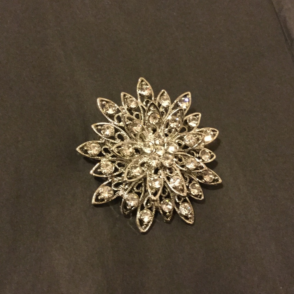 NWOT Flower pin, silver color, comes w/ a gift box