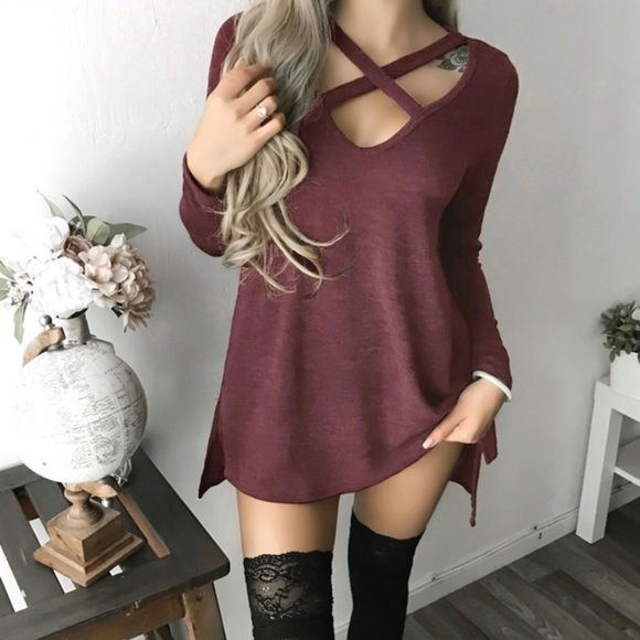 🌸LAST 1 Long Sleeve V-Neck Dress/Shirt🌸 - Picture 2 of 5