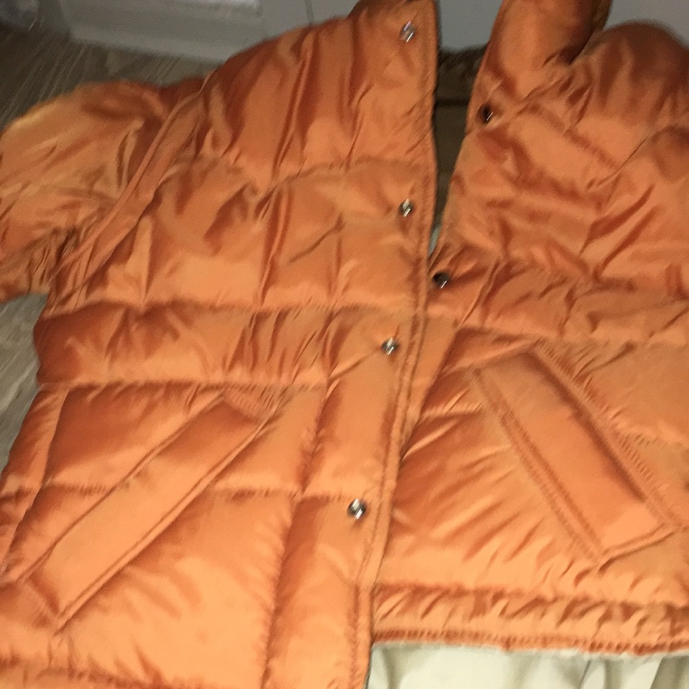 Retro orange down jacket sleeves zip off for vest