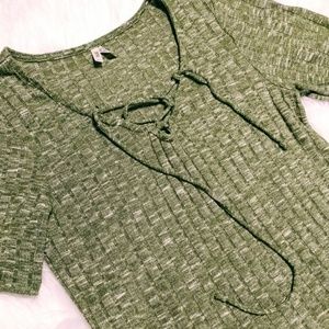 green knit shirt bodysuit