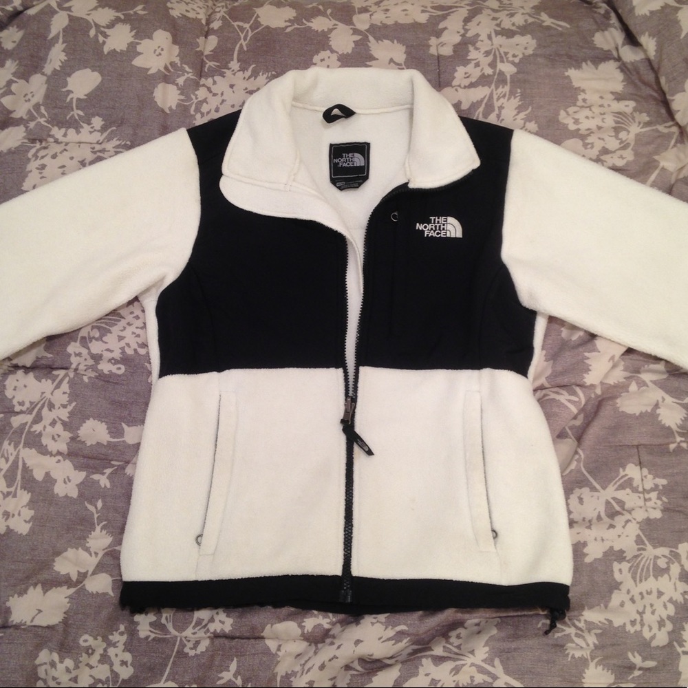 White & Black North Face Denali Jacket
