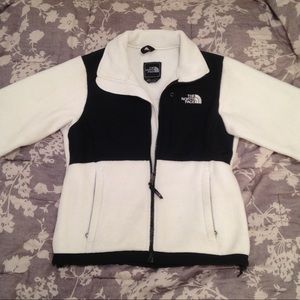 White & Black North Face Denali Jacket