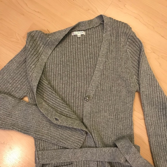 Gray Long Cardigan w/ Sliver Sparkles - Picture 4 of 4