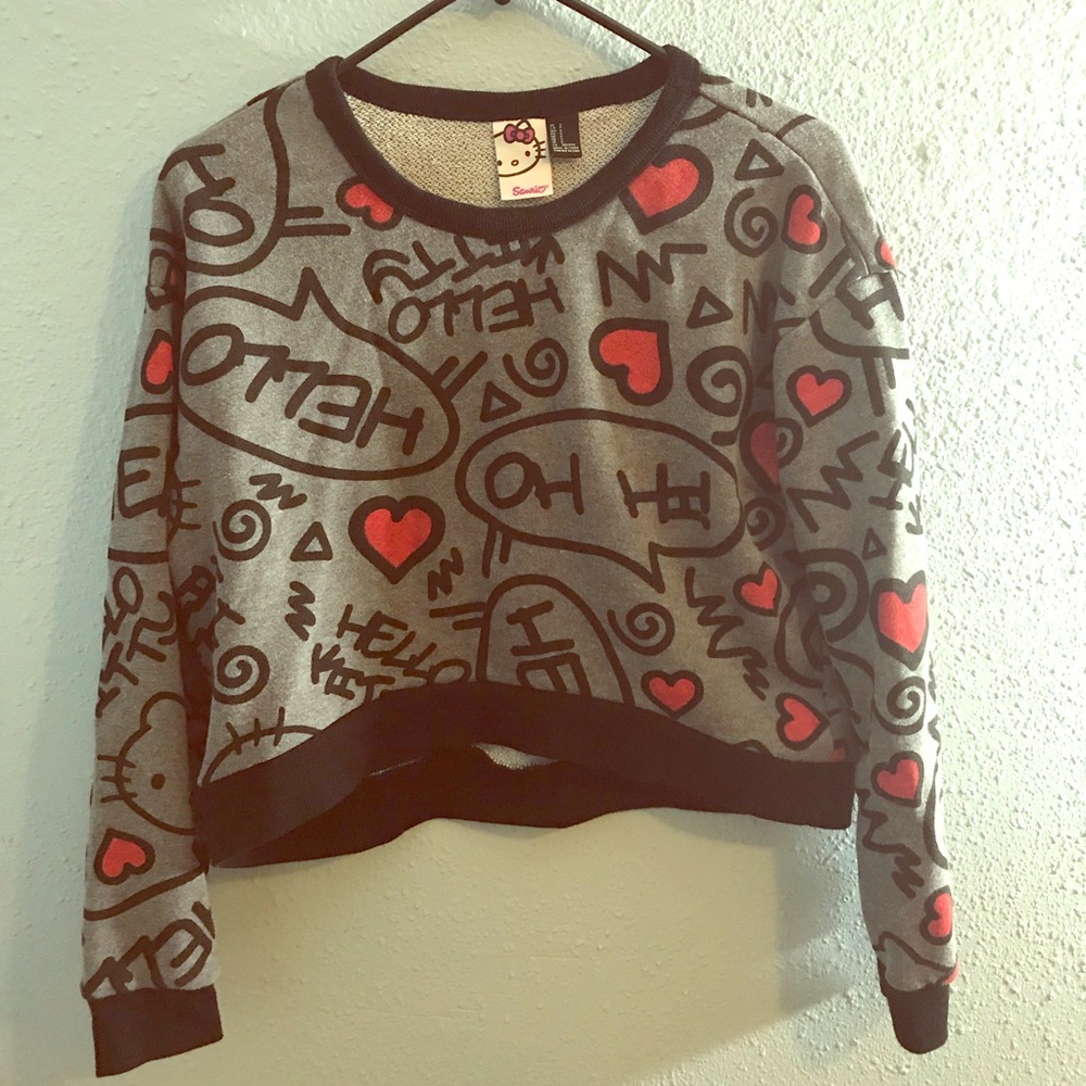 Hello Kitty Cropped Gray Sweatshirt