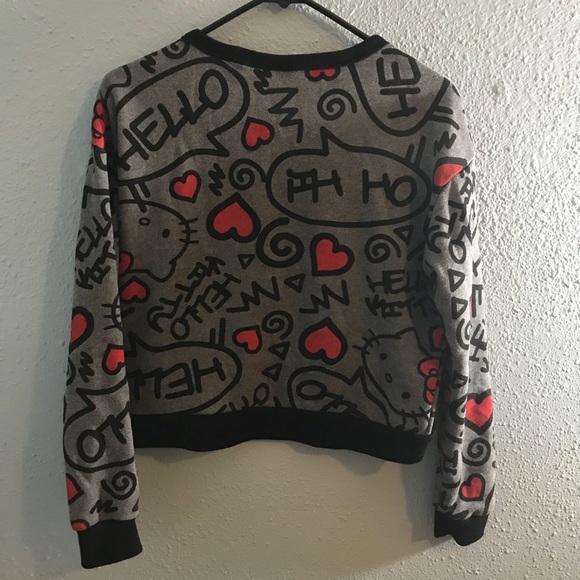 Hello Kitty Cropped Gray Sweatshirt - Picture 3 of 3