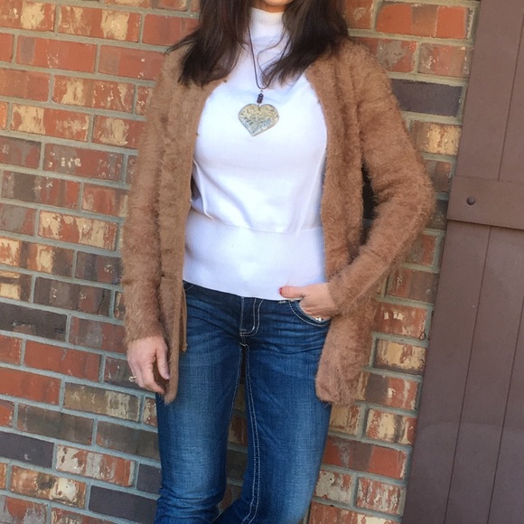 Camel plush cardigan sm med large - Picture 2 of 4