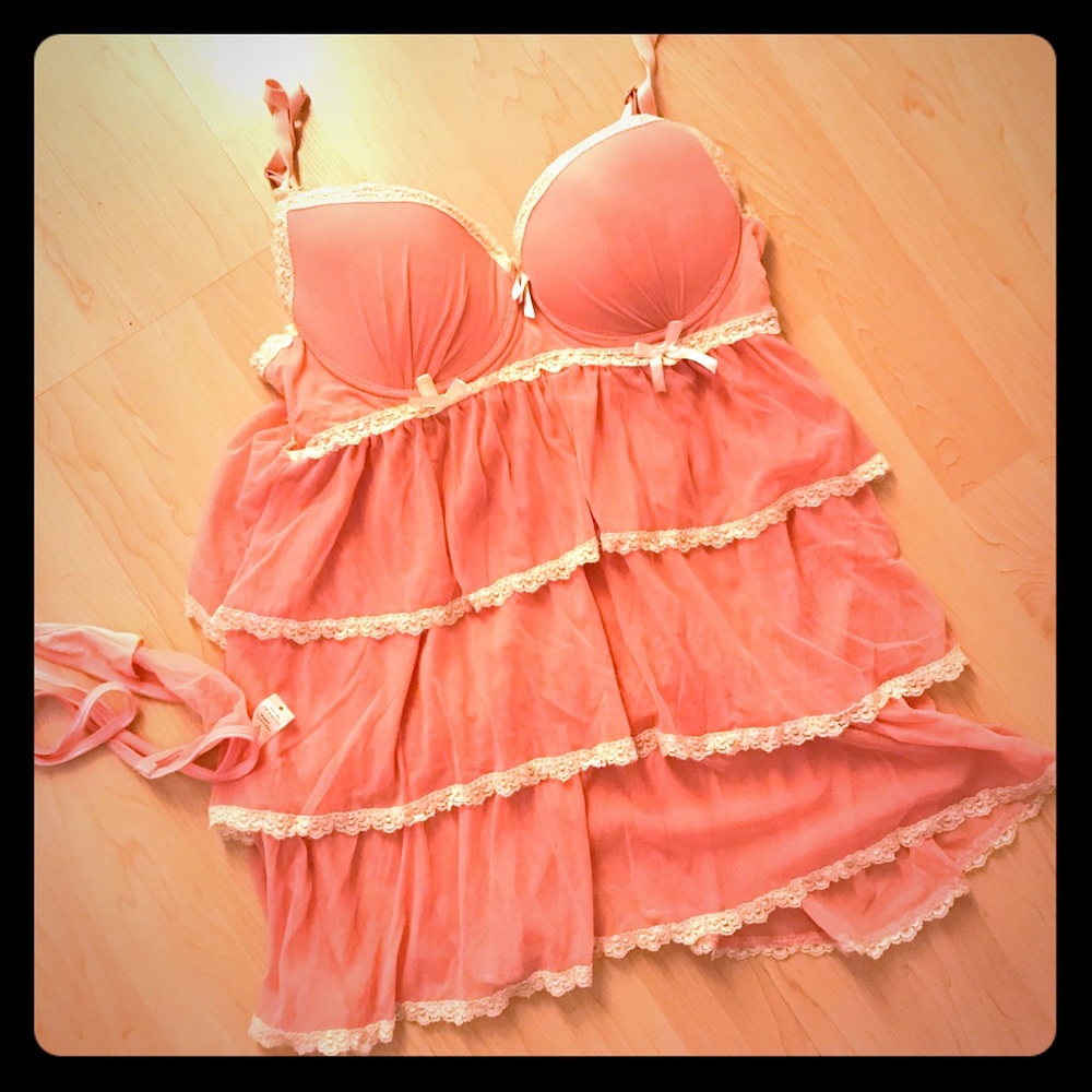 Lace Pink Camisole & Thong Sleeping Set