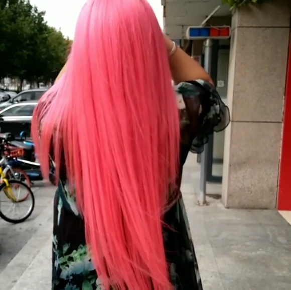 Ombre Black Pink Gull lace Wig, part anywhere main image 2