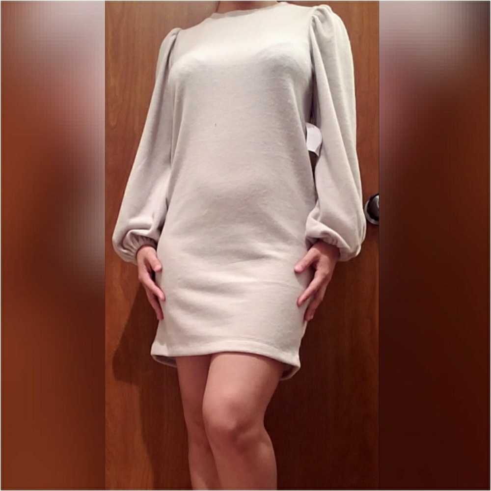 Brushed Balloon Sleeve Sweatshirt Dress