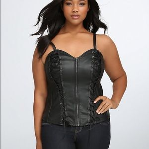 Tripp Faux Leather Lace-Up Corset Top