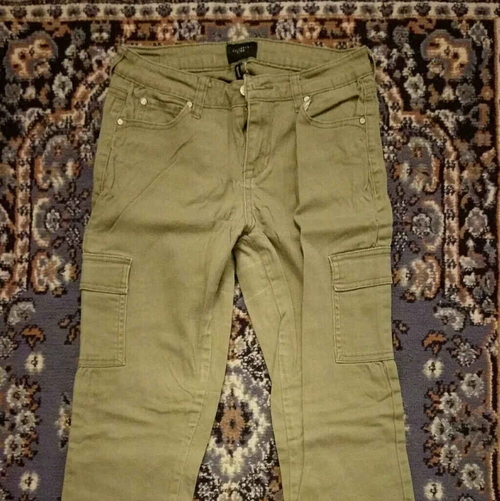Military Style Green Skinny Jeans