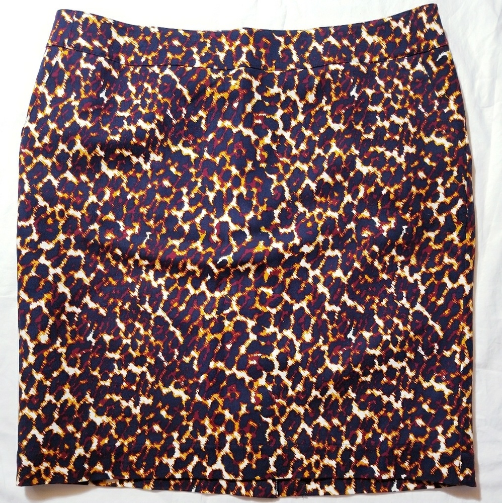 Leopard Blue Stretch Pencil Skirt Plus Size 16