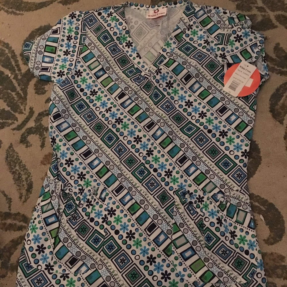 White cross XS scrub top