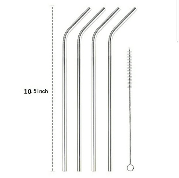 4 Bent Stainless Steel Straws Extra LONG - Picture 4 of 7