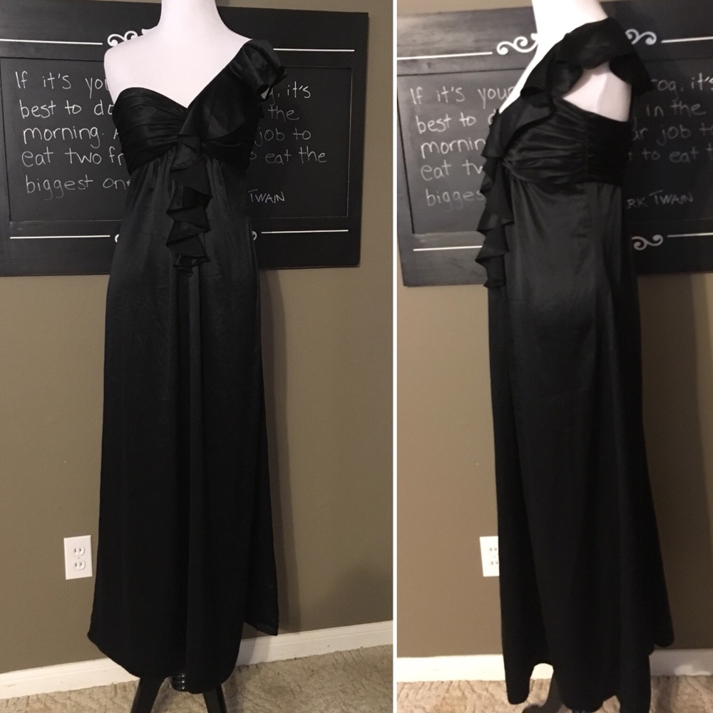 Amsale Black Long Gown One Shoulder