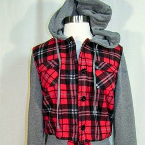 PAPAYA'S. SWEATSHIRT JACKET IN GRAY RED BLACK