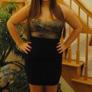 Black & Gold Strapless Dress