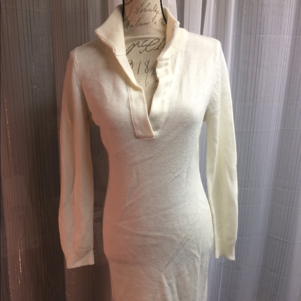 Sexy low cut high collar cuff sweater dress