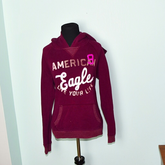 American Eagle Outfitters Tops - American Eagle Burgundy Signature Hoodie