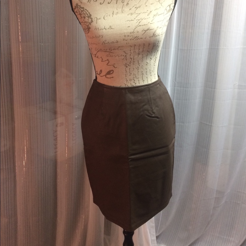 Brown leather skirt