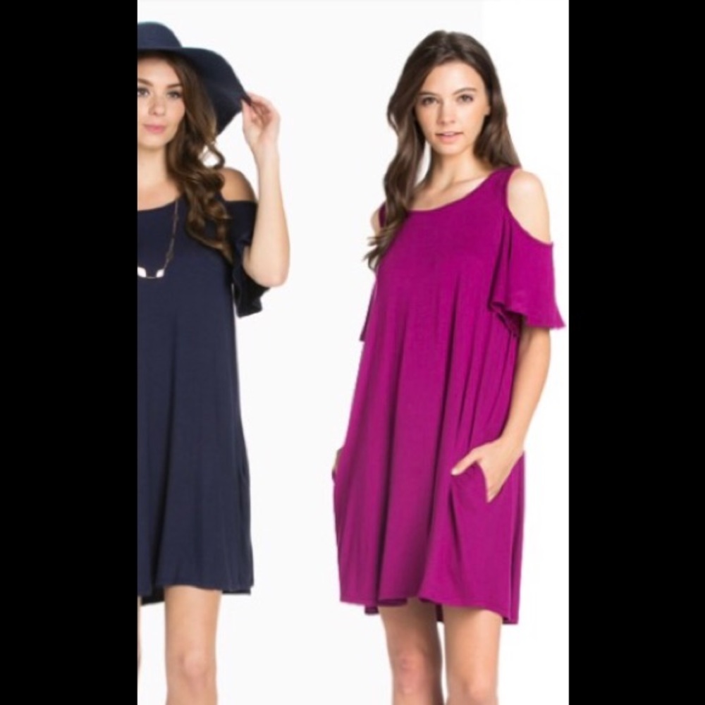 Cold shoulder dress plus size fuchsia