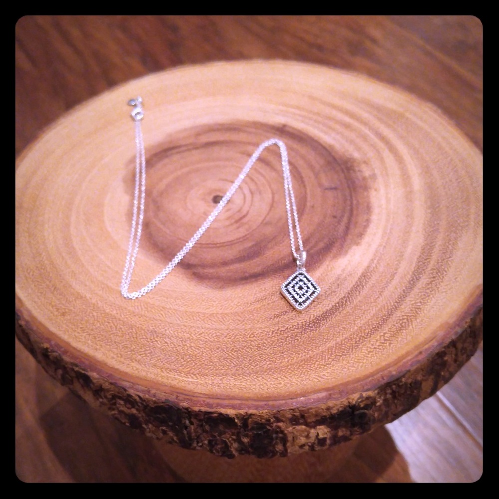 Geometric Lines Necklace & Pendant, Clear CZ