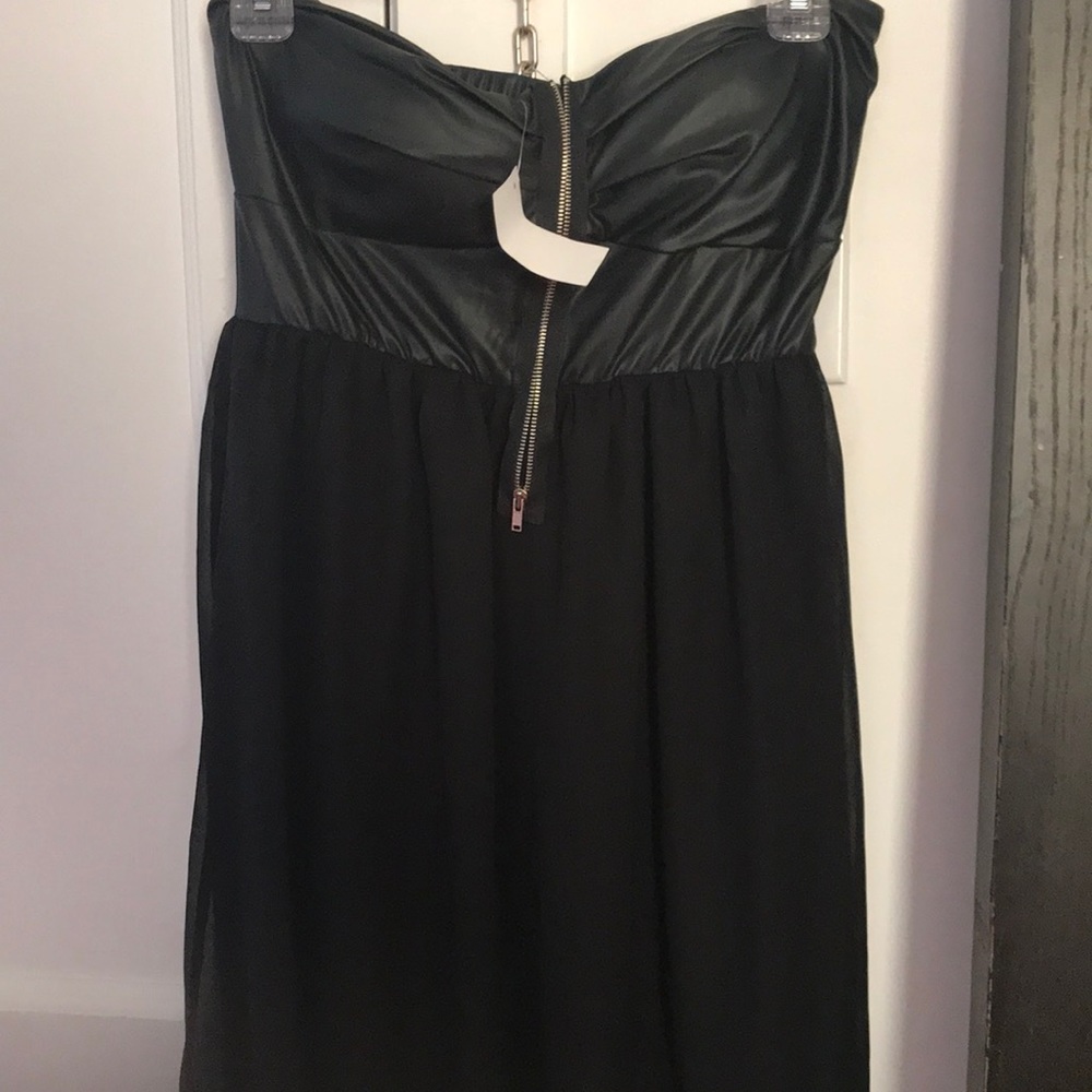 Black strapless high low dress