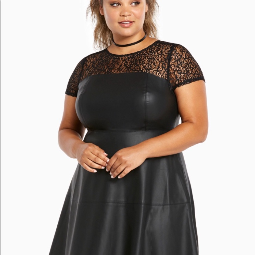 Black faux leather dress