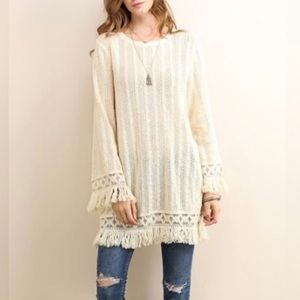 Fringe sweater tunic