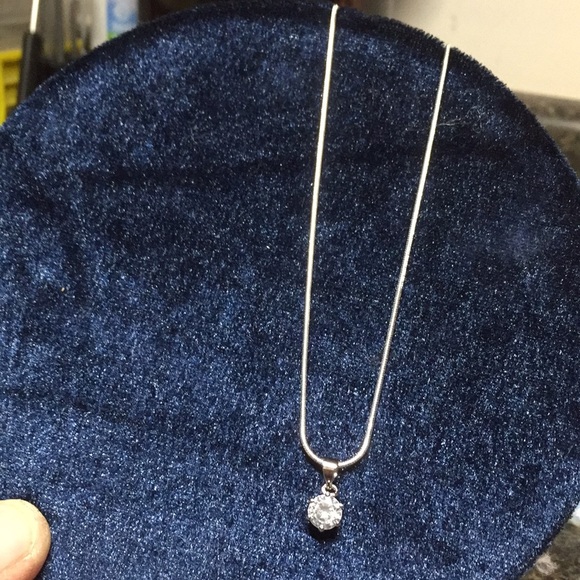 Crystal diamond pendent .925 silver rope chain. - Picture 2 of 4