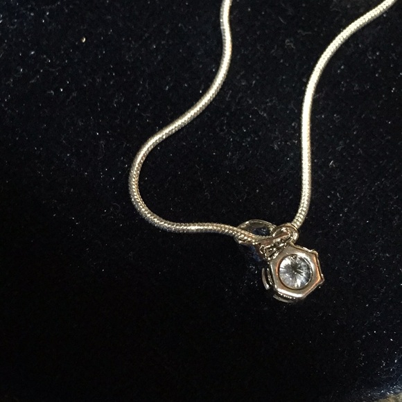 Crystal diamond pendent .925 silver rope chain. - Picture 3 of 4