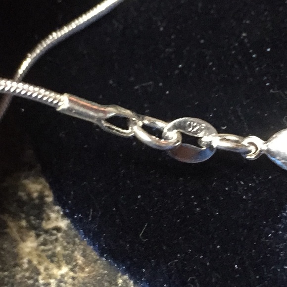 Crystal diamond pendent .925 silver rope chain. - Picture 4 of 4