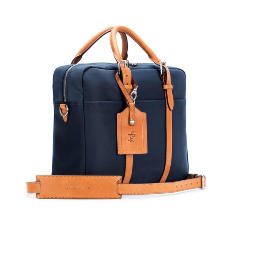 New Cary Briefcase - Navy and Red