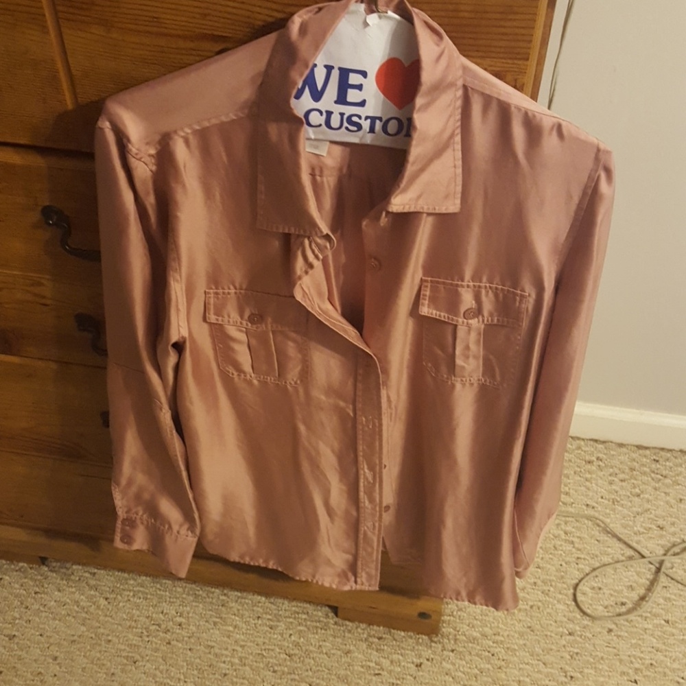 Blush rose pink button down