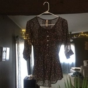 Sheer floral tunic