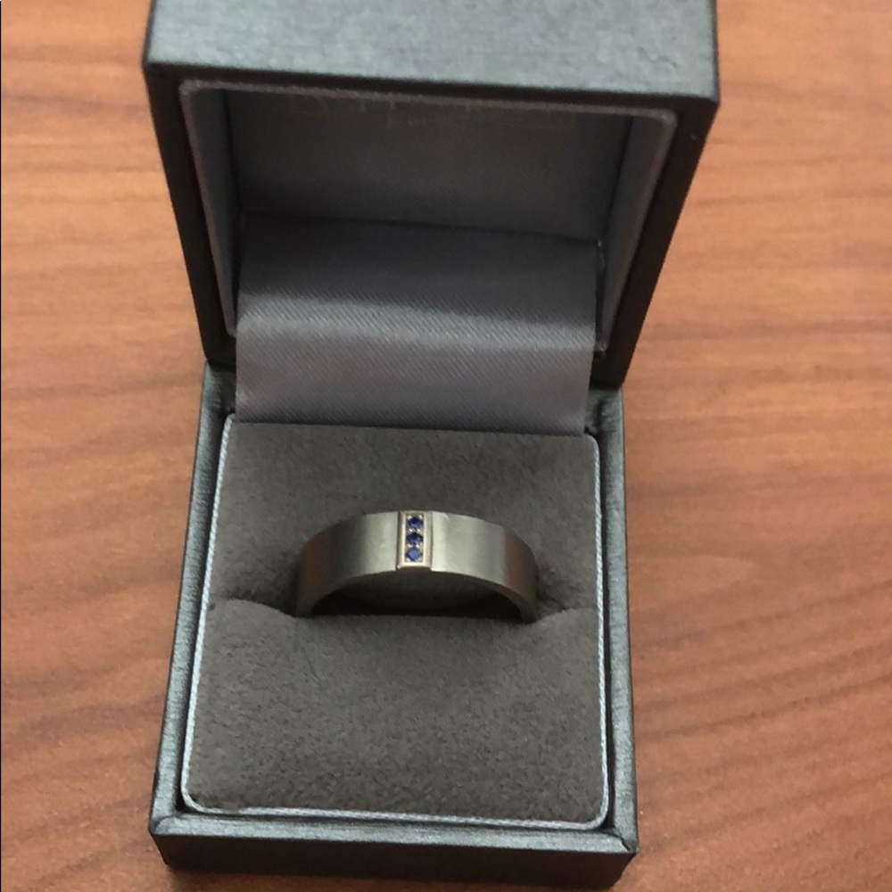Titanium and sapphire ring