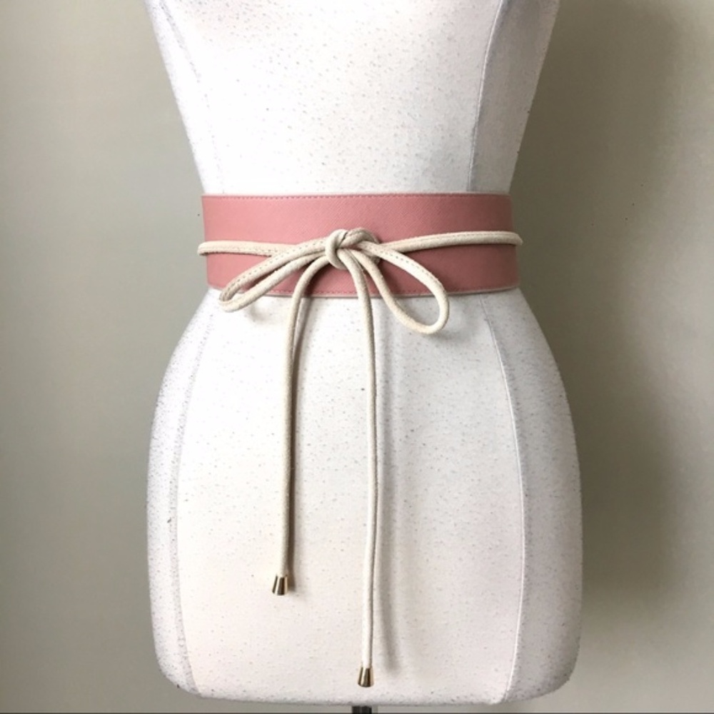 WHBM Reversible Obi Belt in Pink/Cream