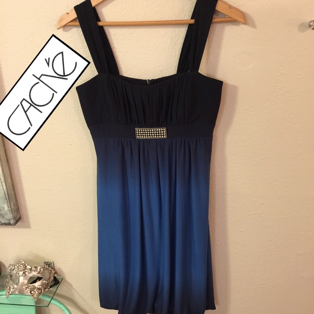 Cache short dress with blue ombré bubble skirt -6