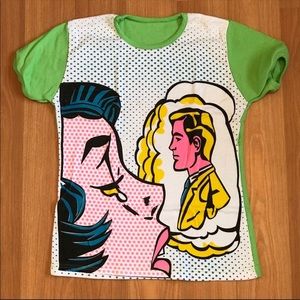 Girl crying over man dream graphic tee lime green