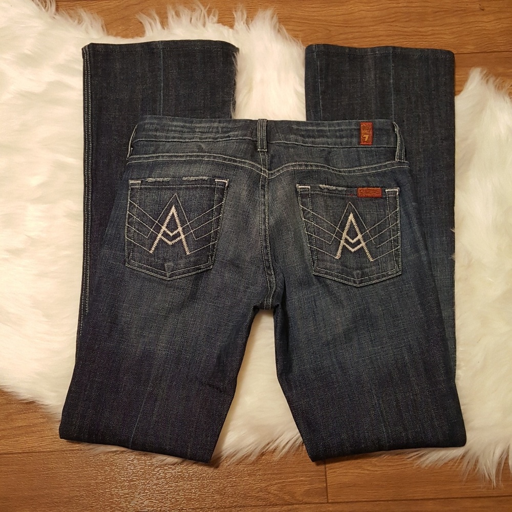 7FAM A Pocket Flare Dark Wash Jeans, 26