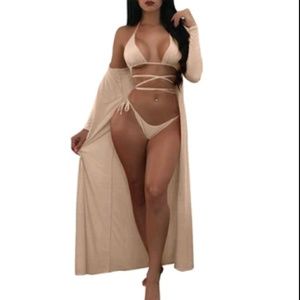 Tan 3 piece swimsuit set