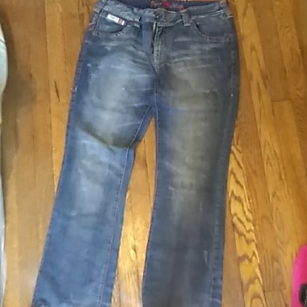 Denim blue faded jeans