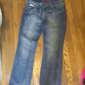 Denim blue faded jeans