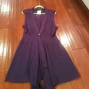 Flyo Women's open front swing cardigan cable. Purp