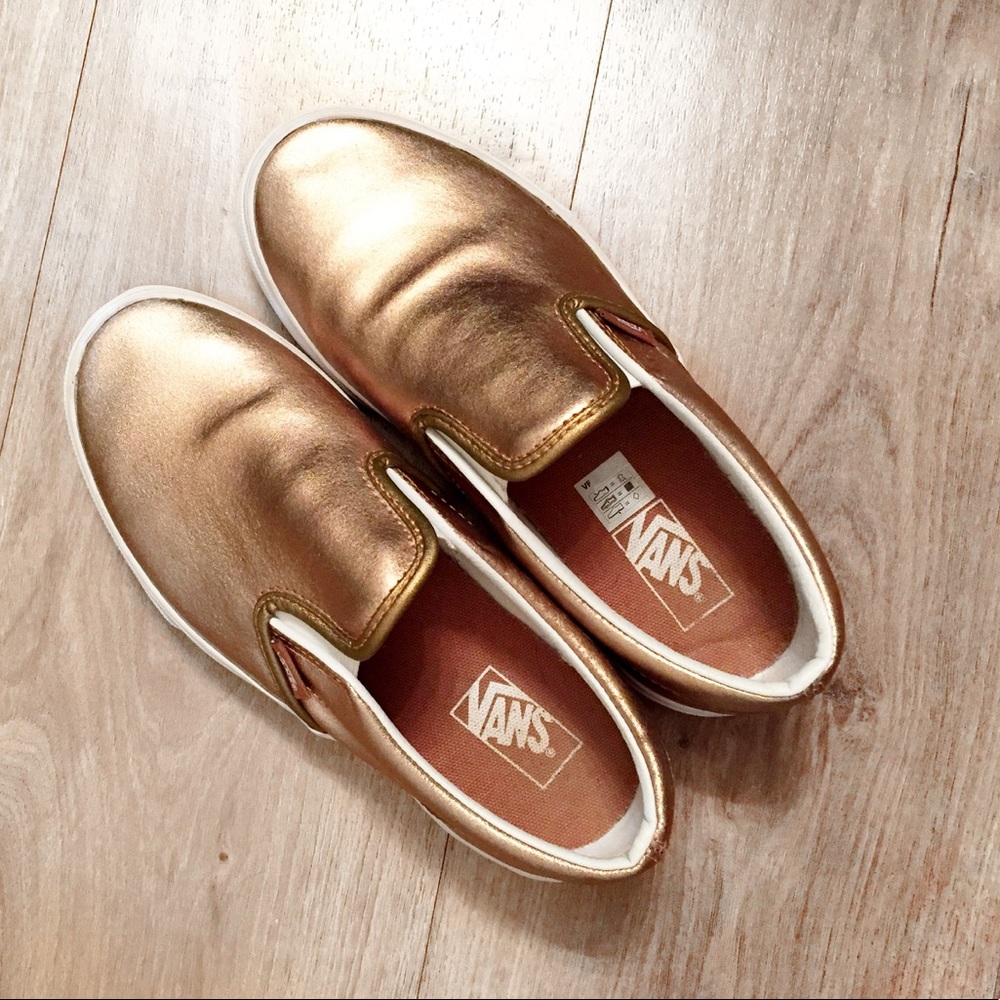 Rose Gold - Metallic Vans Slip On Shoes