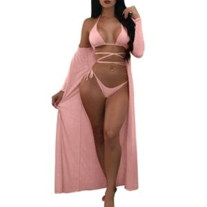 Pink 3 piece swimsuit set