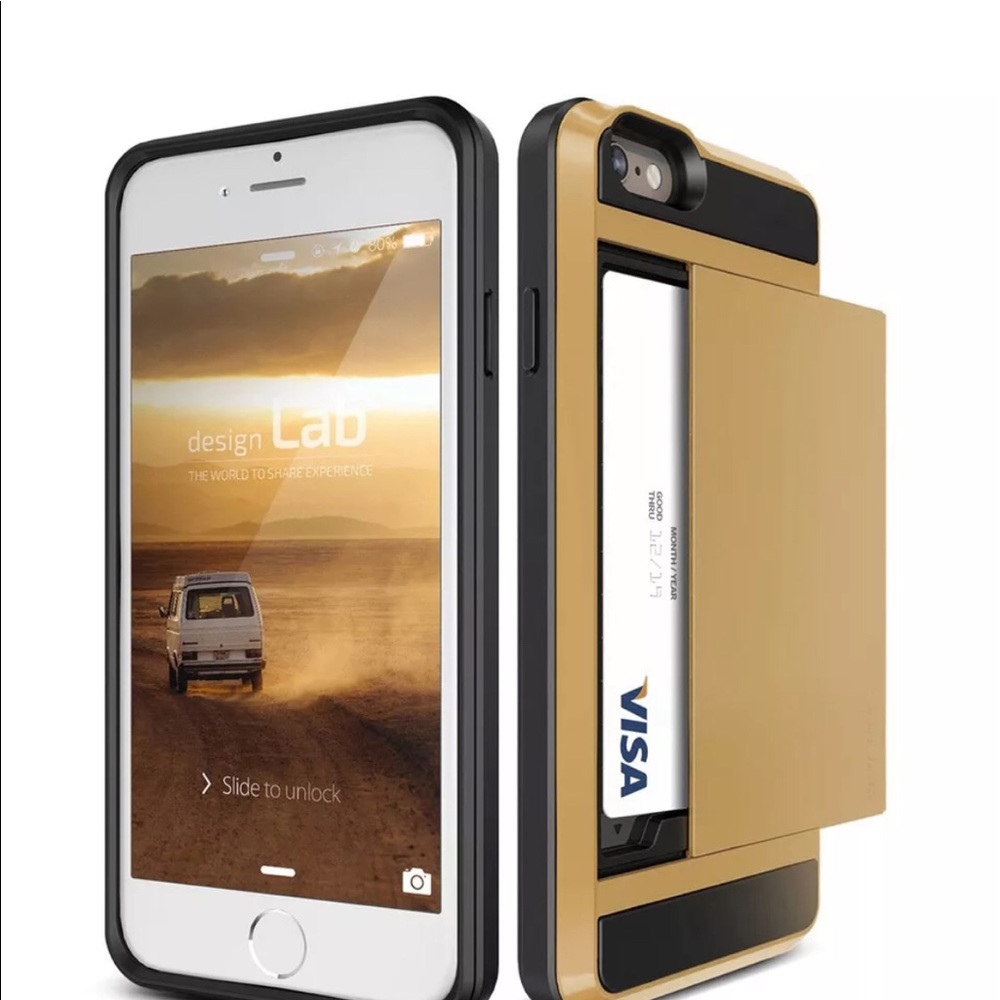iPhone 5/5S/SE Shockproof Case Cover.Card SlotGOLD