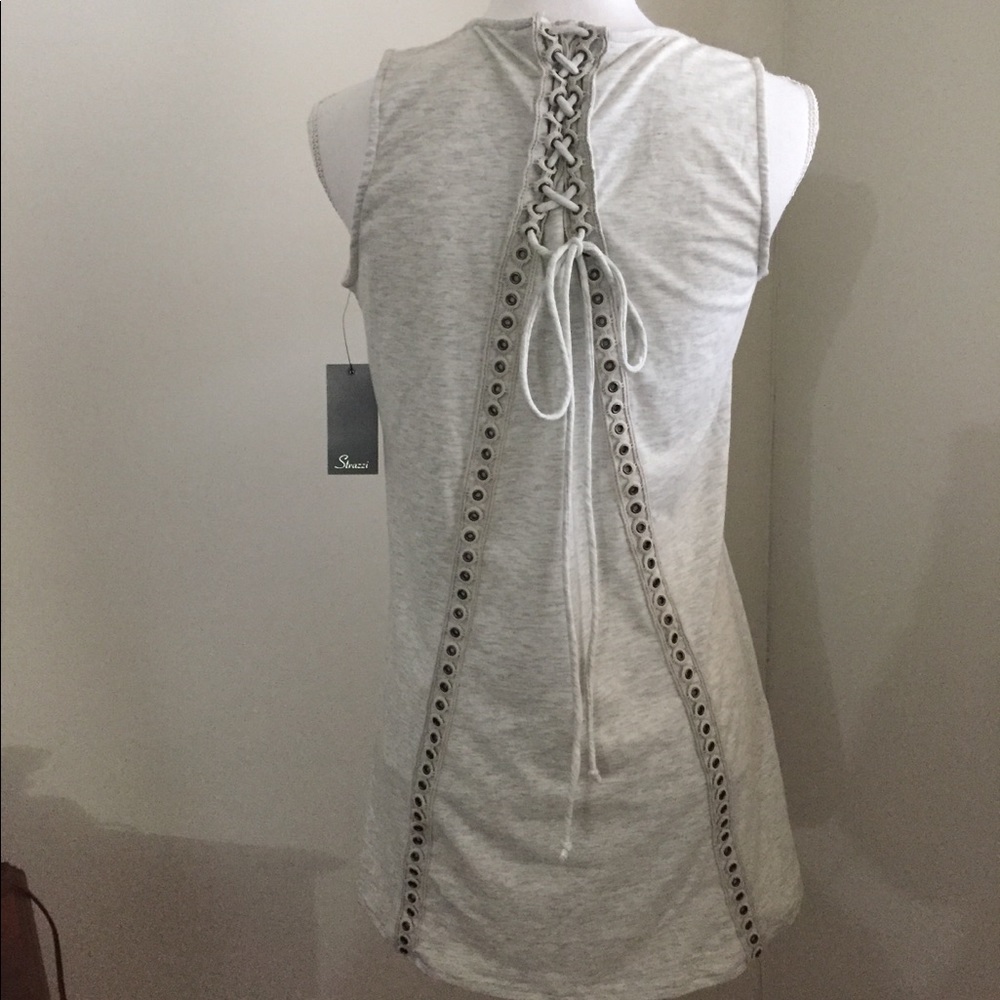 NWT Strassi heather gray tie-up, high-low tank - Picture 1 of 4