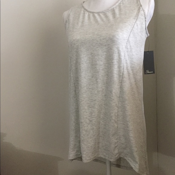 NWT Strassi heather gray tie-up, high-low tank - Picture 2 of 4
