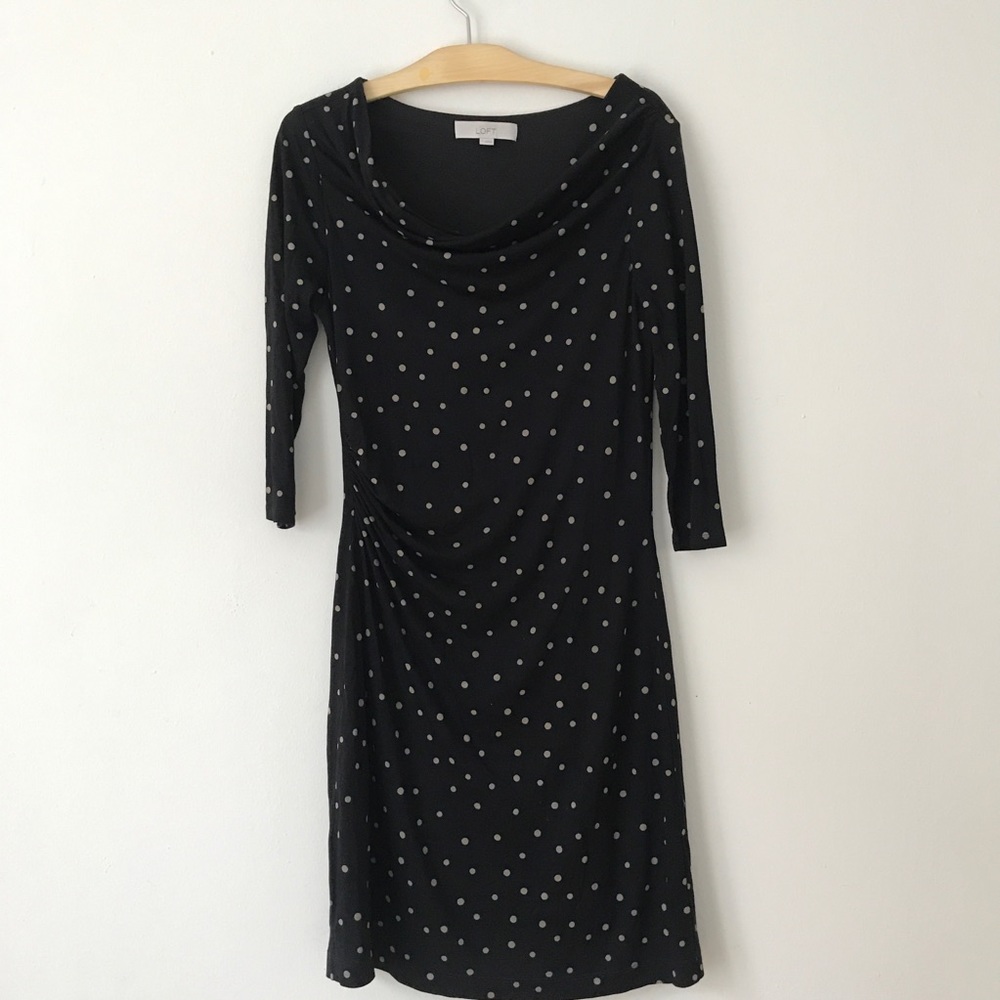 Loft Long Sleeve Polka Dot Dress